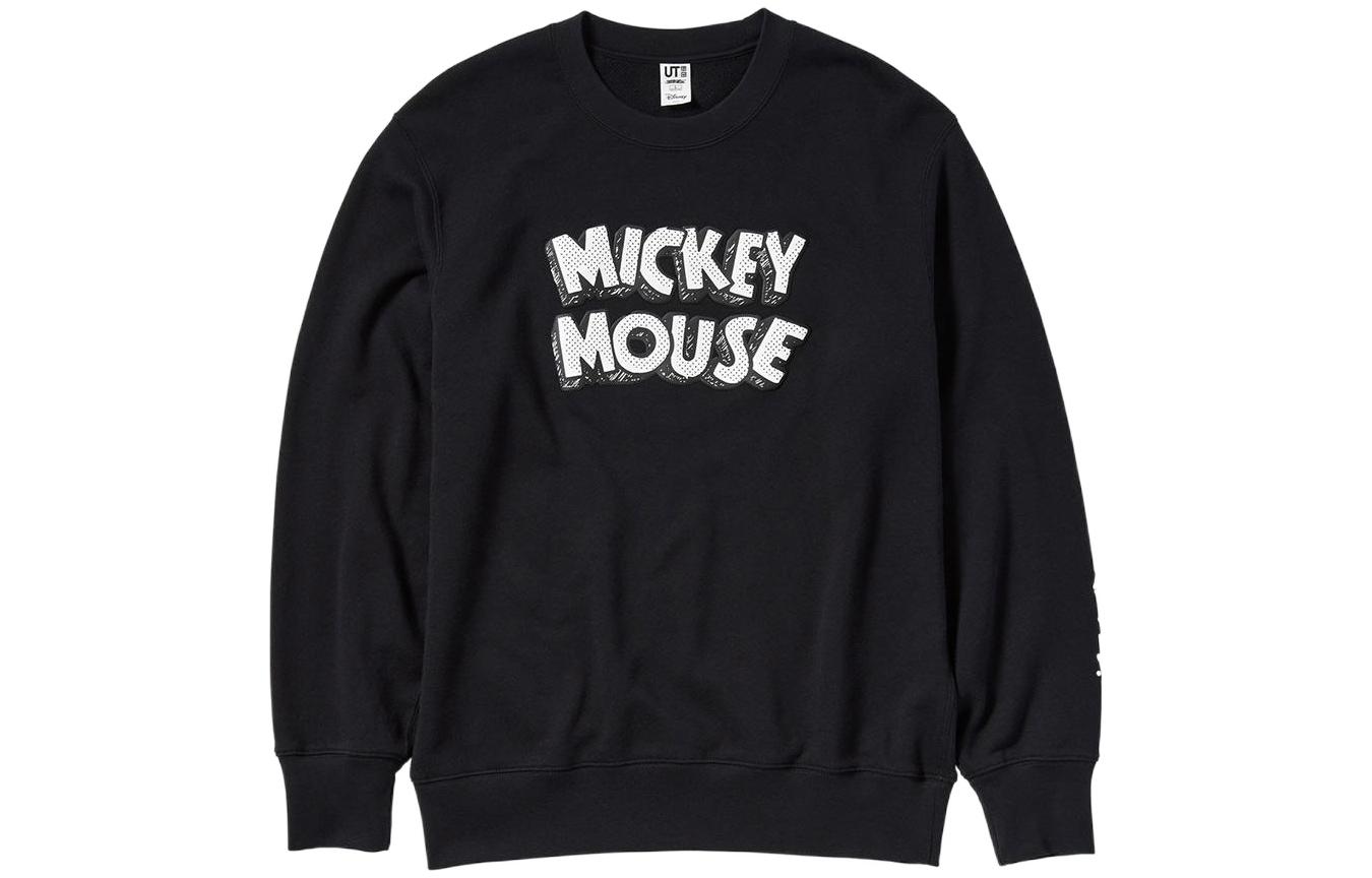 UNIQLO Mickey Series Black Anime Print Loose Fit Crewneck Sweatshirt Unisex 446219-09