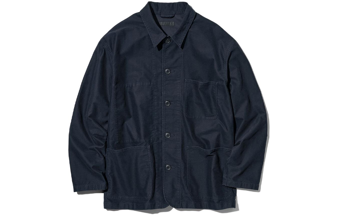 UNIQLO Minimalist Blue Pocket Collar Jacket Unisex 453227-68