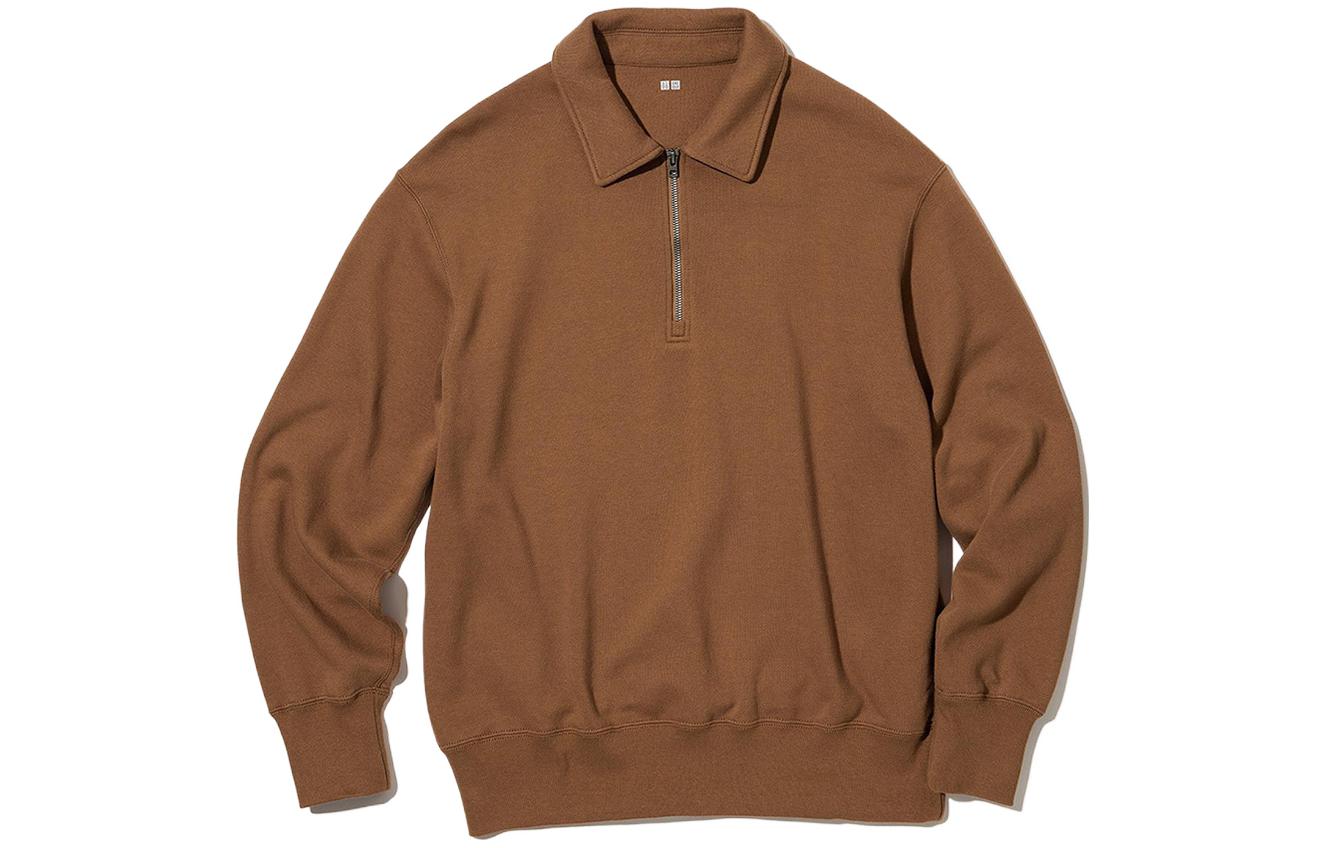 UNIQLO Minimalist Half-Zip Sweatshirt Brown 456952-35