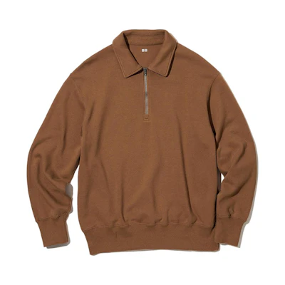 UNIQLO Minimalist Half-Zip Sweatshirt Brown 456952-35