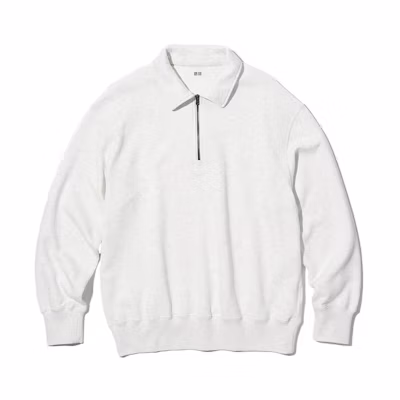 UNIQLO Minimalist Half-Zip Sweatshirt Light Gray - 456952-02