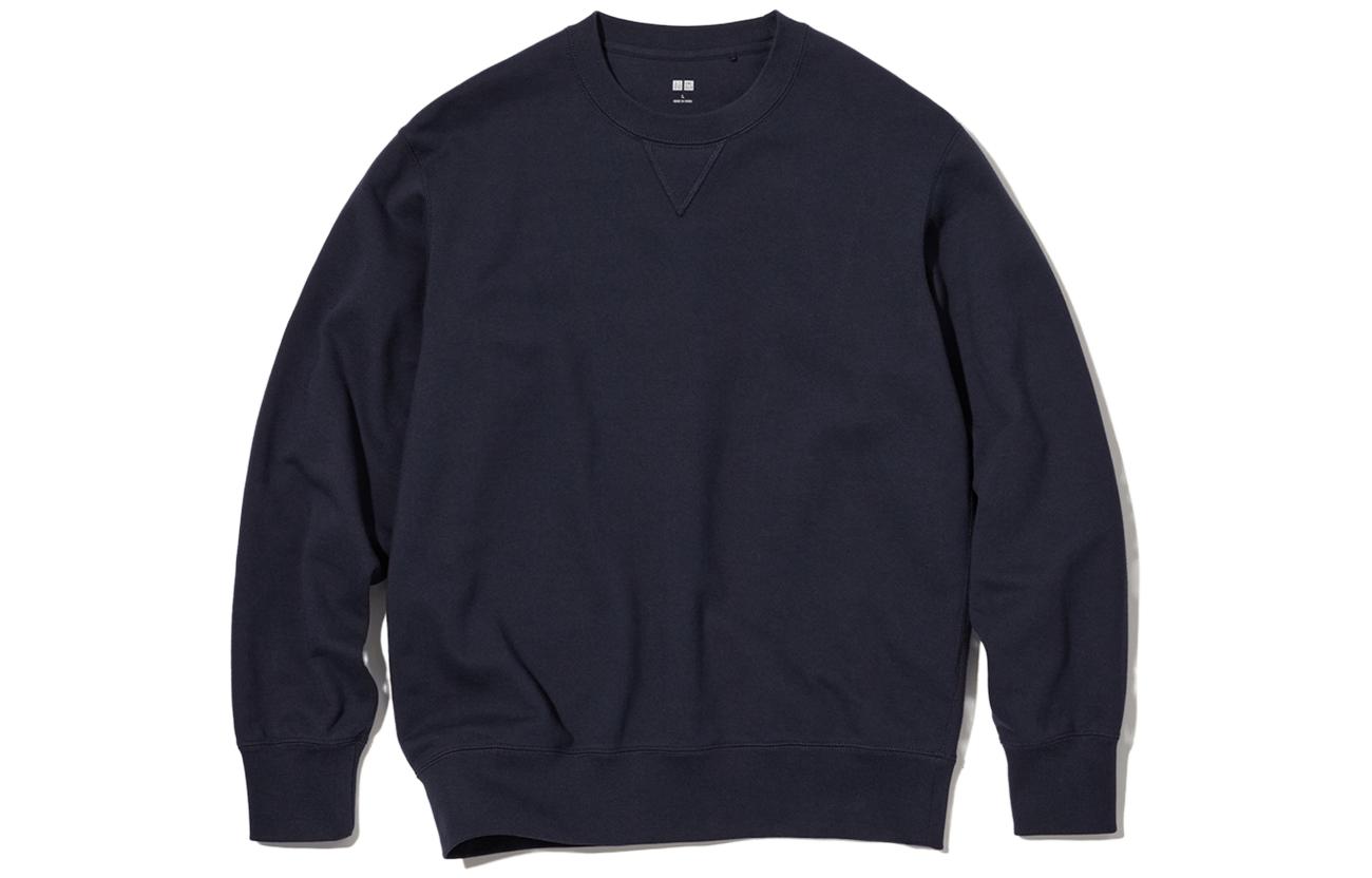 UNIQLO Minimalist Navy Crewneck Sweatshirt Unisex Long Sleeve Pullover 450185-69