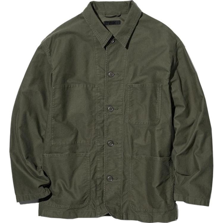 UNIQLO Minimalist Olive Green Pocket Polo Jacket for Men 453227-56