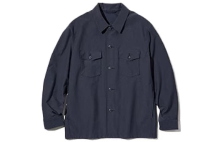 UNIQLO Navy Blue Solid Loose-Fit Long-Sleeve Jacket Unisex 455093