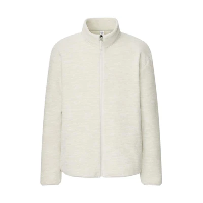 UNIQLO Neutral White Zip-Up Stand Collar Casual Jacket 440592-01