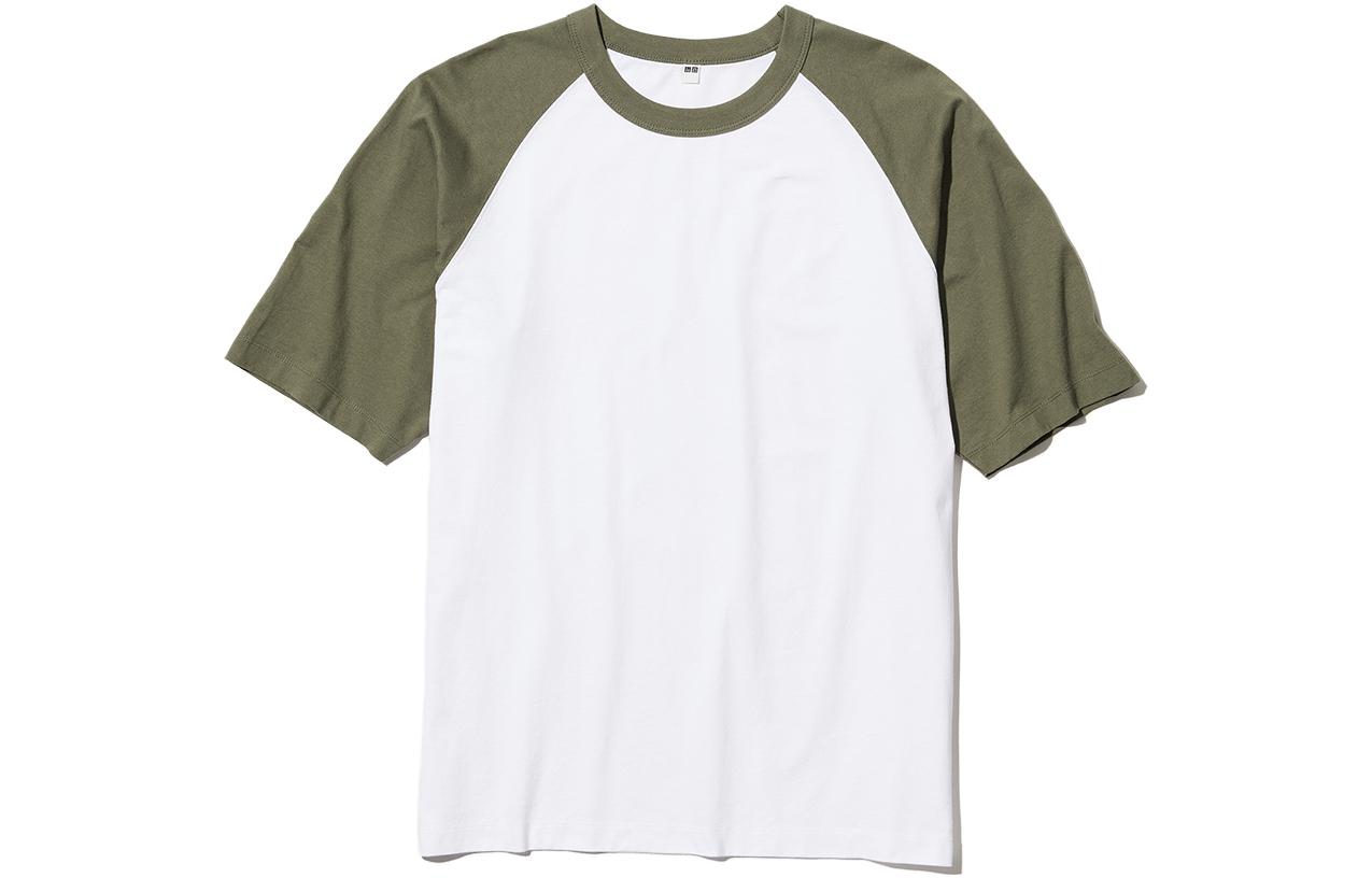 UNIQLO Olive Green Loose Fit Raglan Sleeve Crew Neck T-Shirt for Men. 457833-56