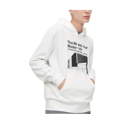 UNIQLO Oversized Letter Print Hoodie Unisex White 453715-00