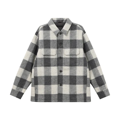 UNIQLO Plaid Button-Up Long Sleeve Shirt Jacket Unisex - Light Gray 449618-05
