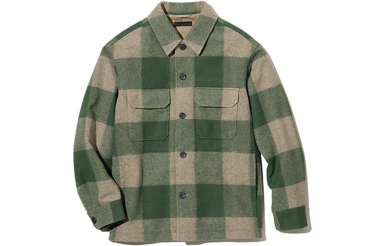 UNIQLO Plaid Collared Long-Sleeve Shirt Jacket Unisex - Teal Green 449618-55