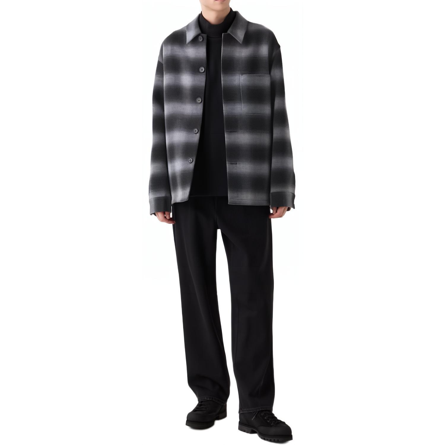 UNIQLO Plaid Double-Sided Shirt Collar Jacket Coat Unisex - Lead Gray 470045-06