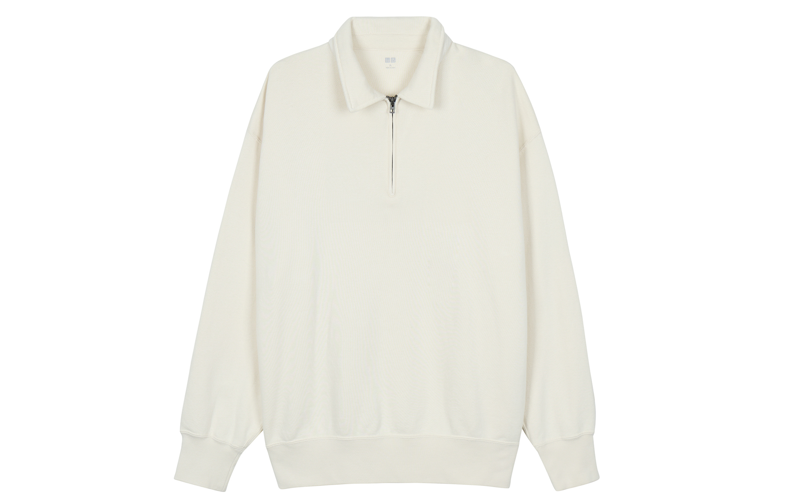 UNIQLO Plain Beige Collared Casual Long-Sleeve Sweatshirt Unisex 463644-30