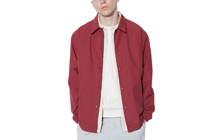 UNIQLO Plain Coach Jacket Single-Breasted Unisex in Koi Red. 466732-15