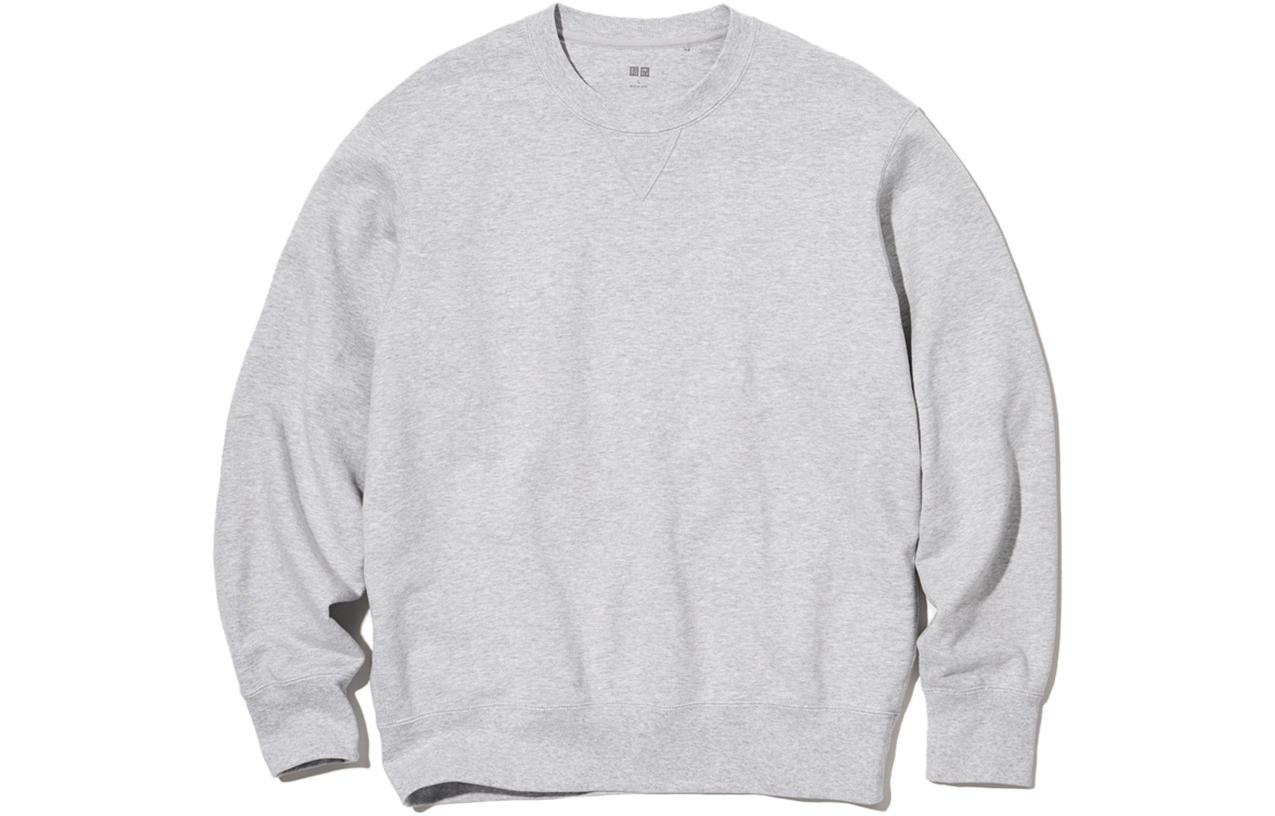 UNIQLO Plain Crewneck Long Sleeve Sweatshirt Unisex Light Gray 450185-05