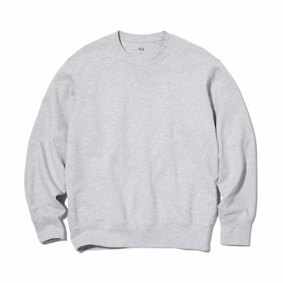 UNIQLO Plain Crewneck Long Sleeve Sweatshirt Unisex Light Gray 450185-05
