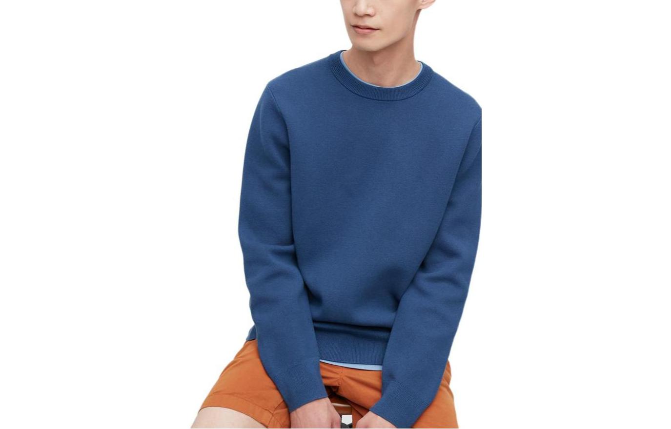 UNIQLO Plain Crewneck Long Sleeve Sweatshirt Unisex Blue 453754-64