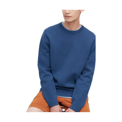 UNIQLO Plain Crewneck Long Sleeve Sweatshirt Unisex Blue 453754-64