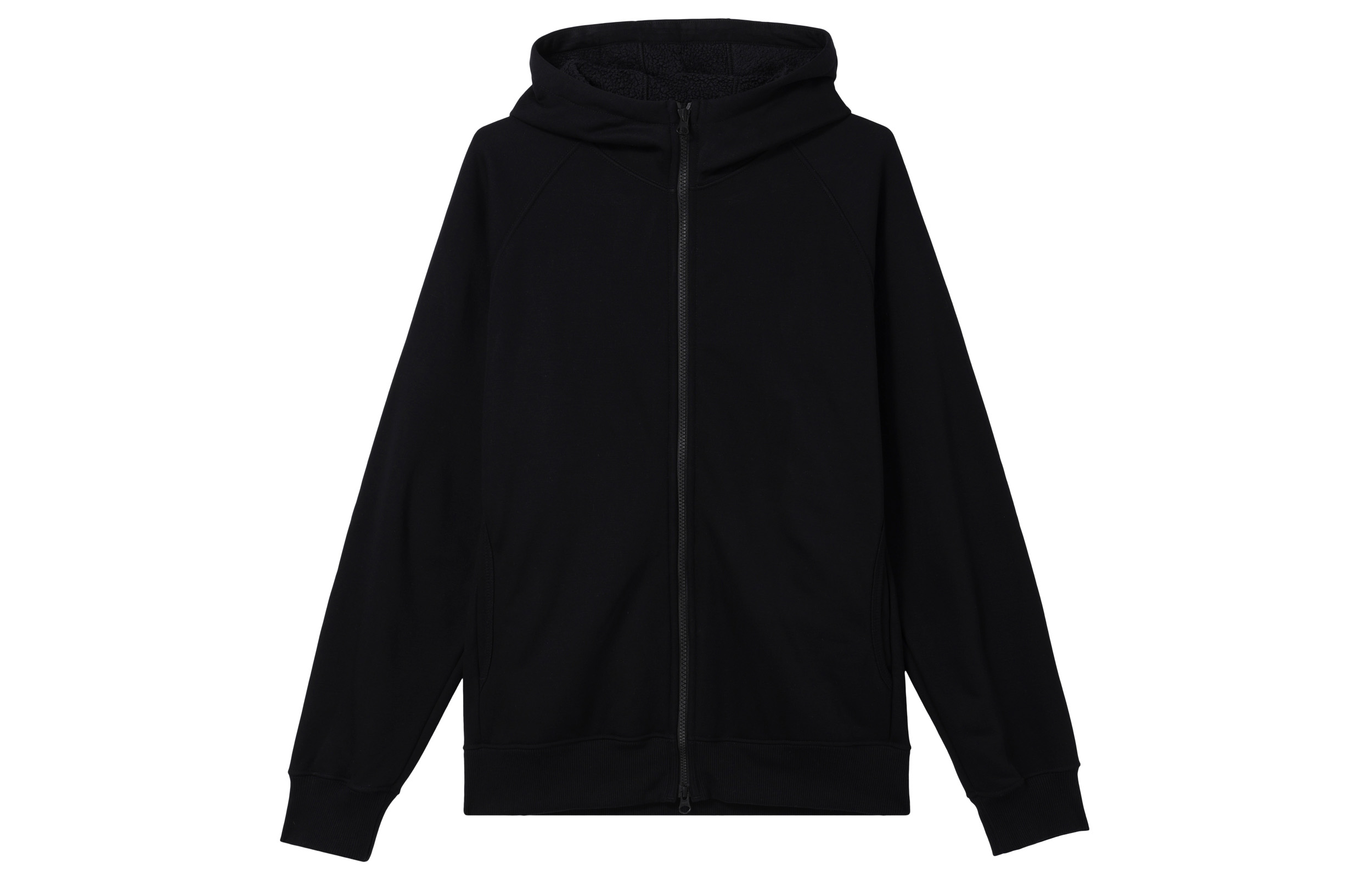 UNIQLO Plain Fleece-Lined Thick Zip Hoodie Jacket Unisex Black 460327-09