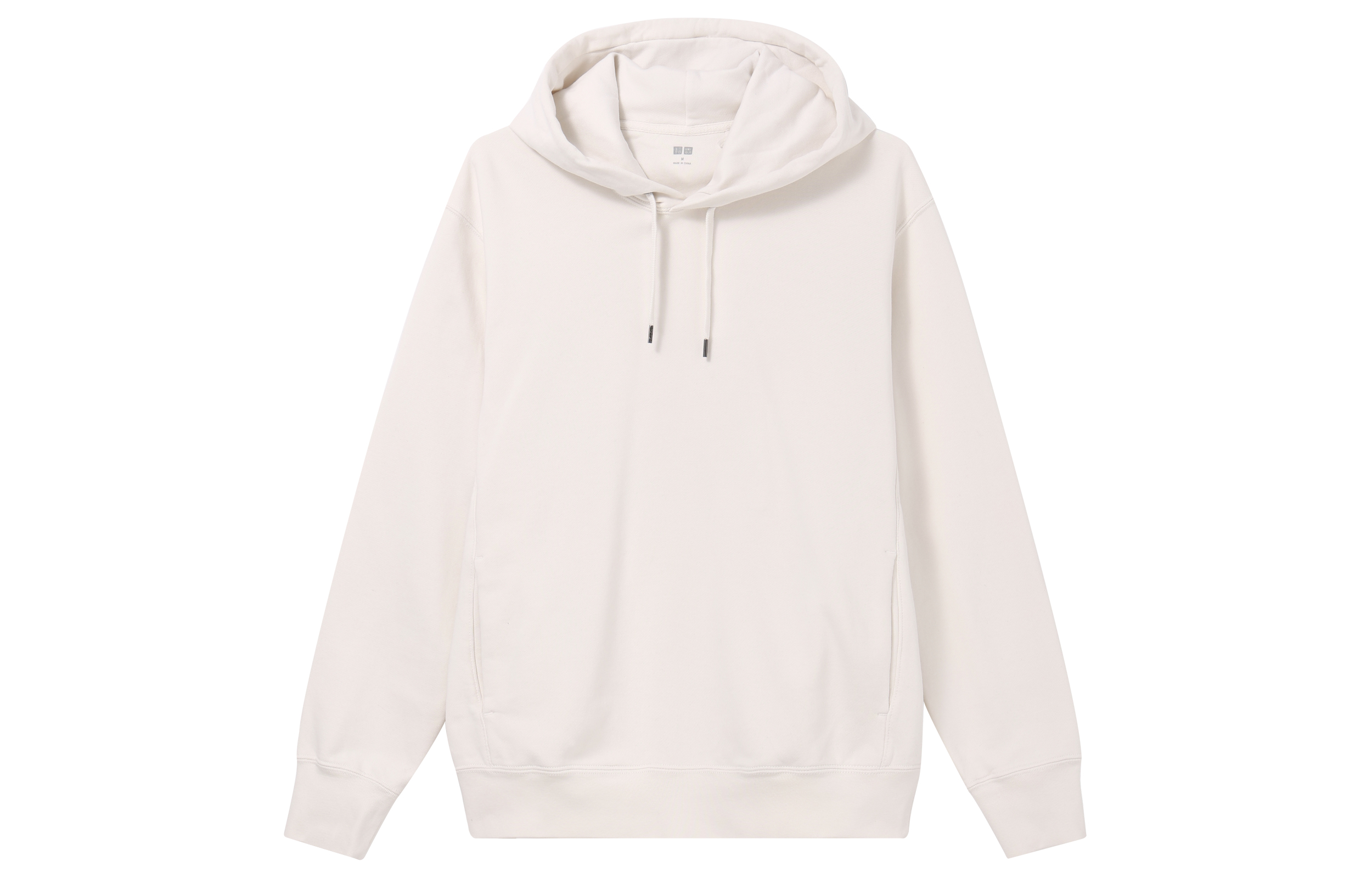 UNIQLO Plain Hoodie Long Sleeve Unisex Pullover Cream White 450188-01