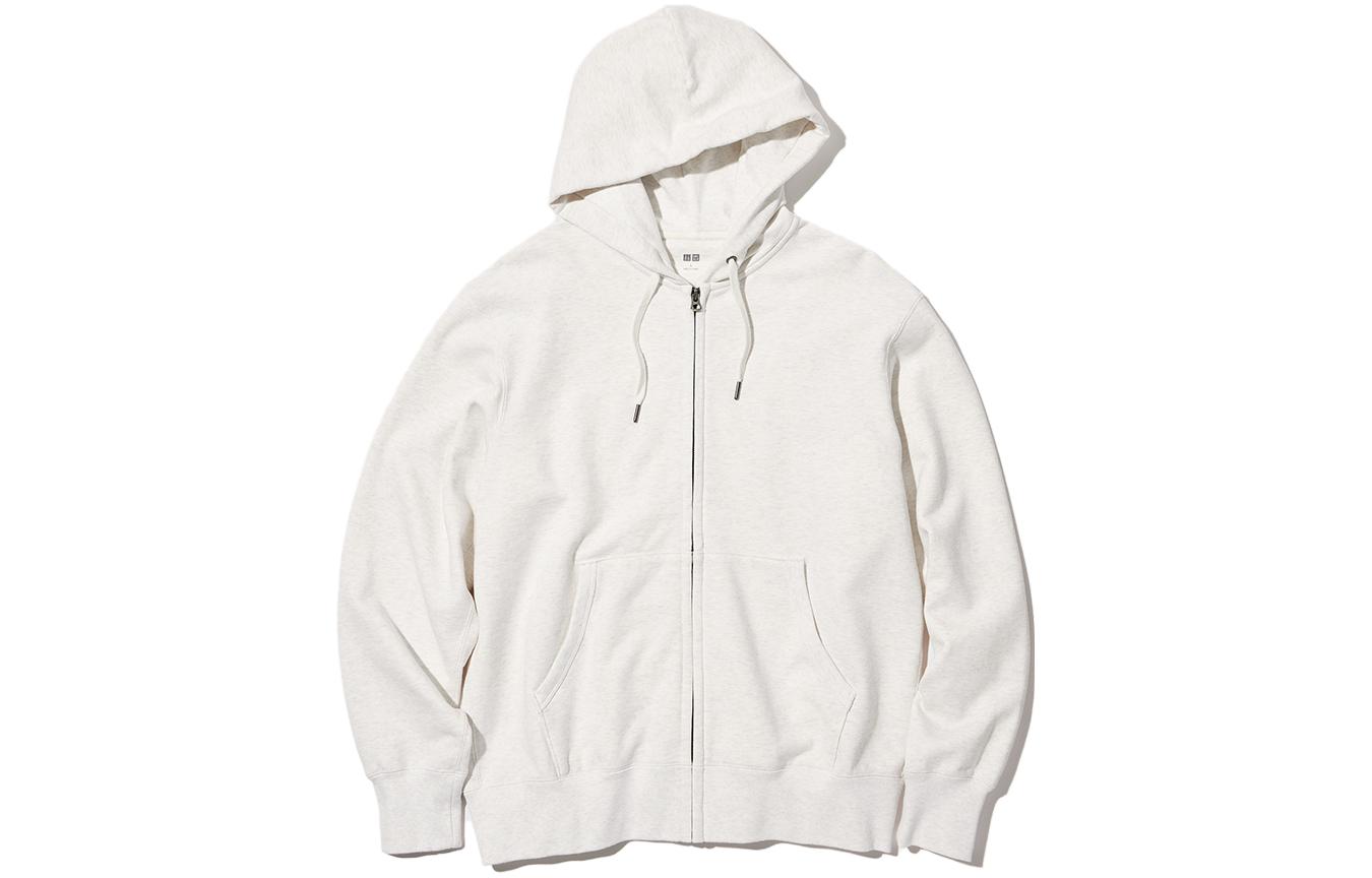 UNIQLO Plain Hoodie Zip-Up Long Sleeve Unisex - Light Gray 450189