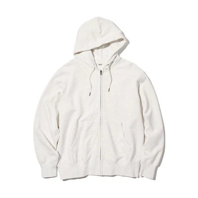 UNIQLO Plain Hoodie Zip-Up Long Sleeve Unisex - Light Gray 450189