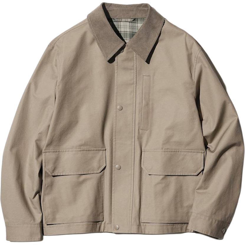 UNIQLO Plain Lapel Check Lined Loose-Fit Jacket with Pockets Beige Unisex. 470117-34