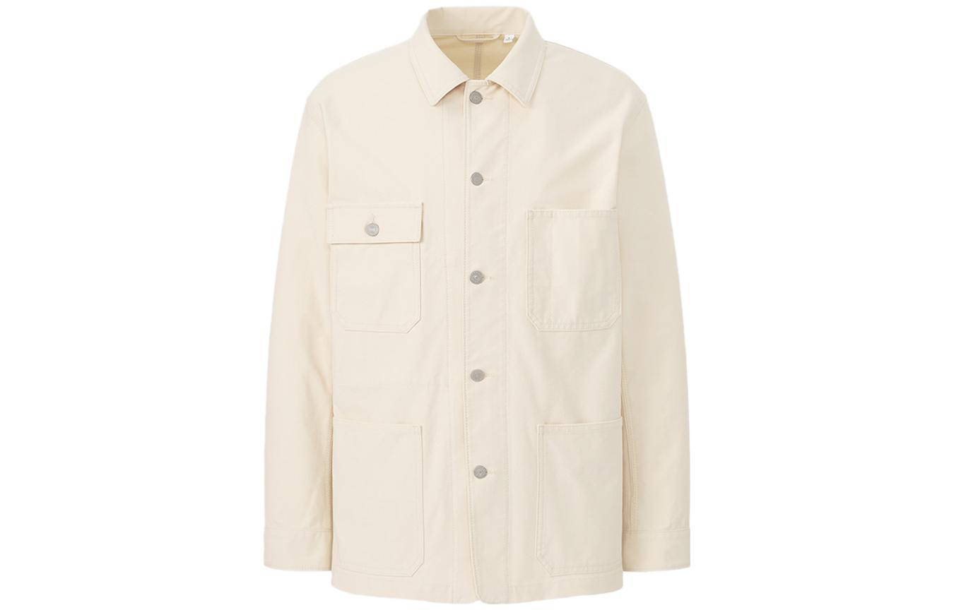 UNIQLO Plain Long-Sleeve Collared Jacket Unisex Off-White 433066-01