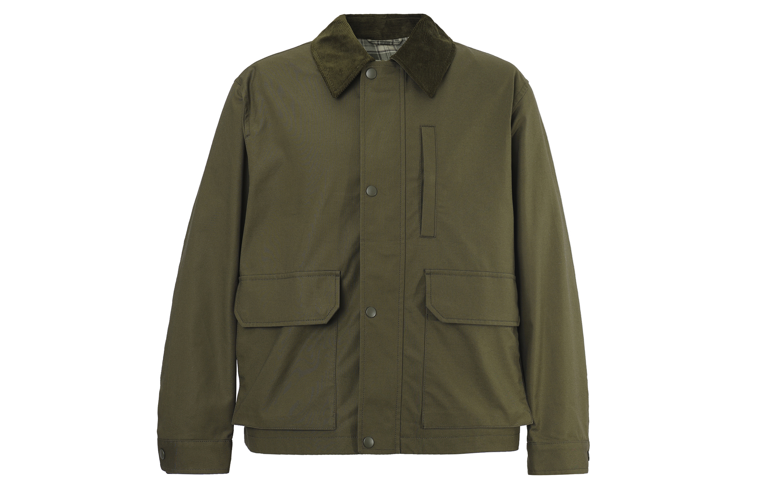 UNIQLO Plain Olive Button-Up Utility Jacket Unisex Long Sleeve Loose Fit with Pockets 470117-57