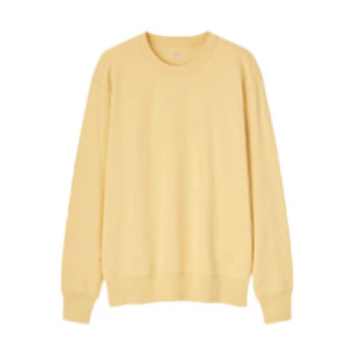 UNIQLO Plain Oversized Crewneck Sweatshirt Unisex Light Yellow 444966-42
