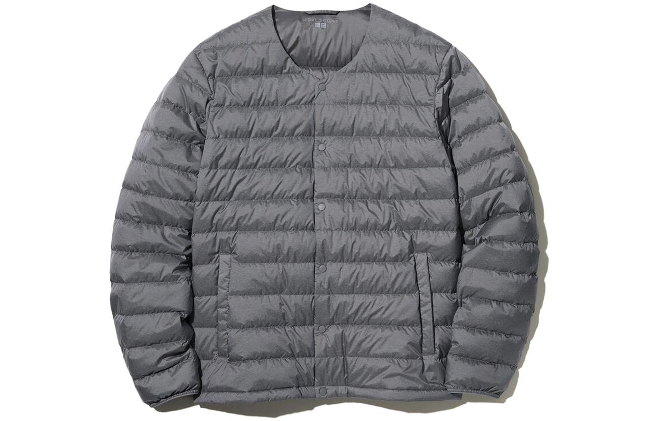 UNIQLO Plain Round Neck Buttoned Jacket Fog Gray 451705-05