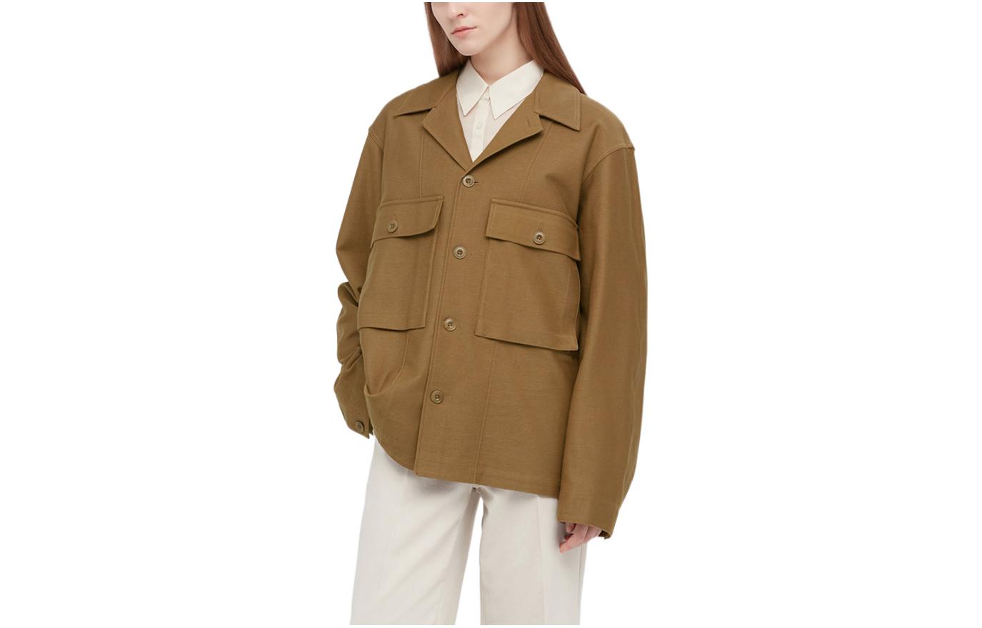 UNIQLO Plain Single-Breasted Jacket Beige - Unisex 435276-35