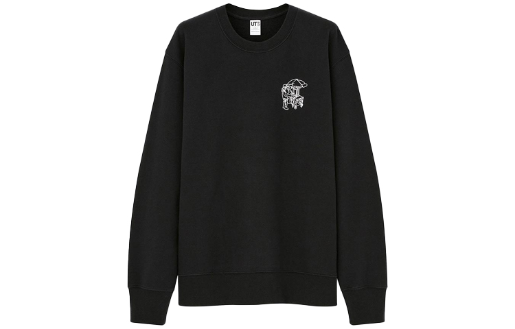 UNIQLO Print Logo Crewneck Sweatshirt Unisex Black 437283-09