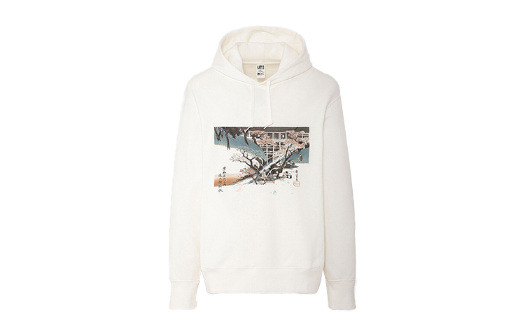 UNIQLO Printed Pullover Hoodie Long Sleeve Unisex Off-White 426325-01