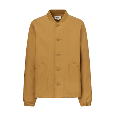 UNIQLO Ribbed Solid Color Baseball Jacket in Mustard 447335-49