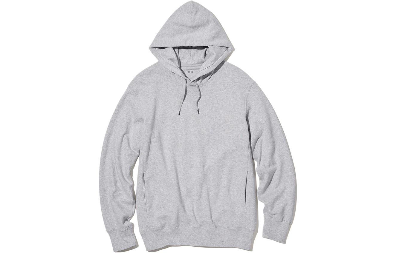 UNIQLO Simple Pullover Hoodie Unisex Long Sleeve Light Gray 455395-05