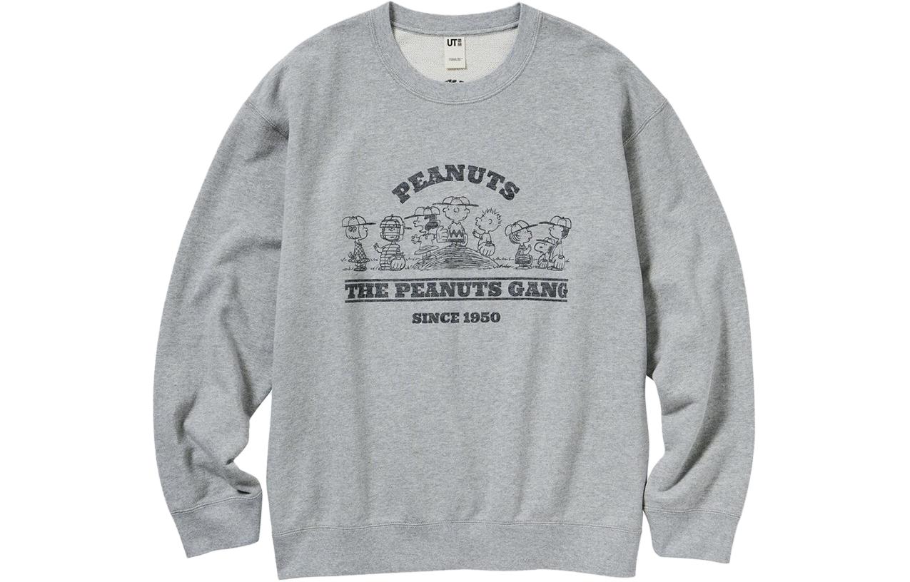 UNIQLO Snoopy Print Crewneck Pullover Sweatshirt Men’s Gray 465944-03