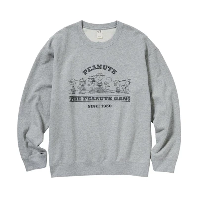 UNIQLO Snoopy Print Crewneck Pullover Sweatshirt Men’s Gray 465944-03