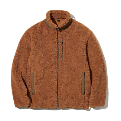 UNIQLO Solid Casual Stand Collar Jacket Unisex Orange Brown 450200-27