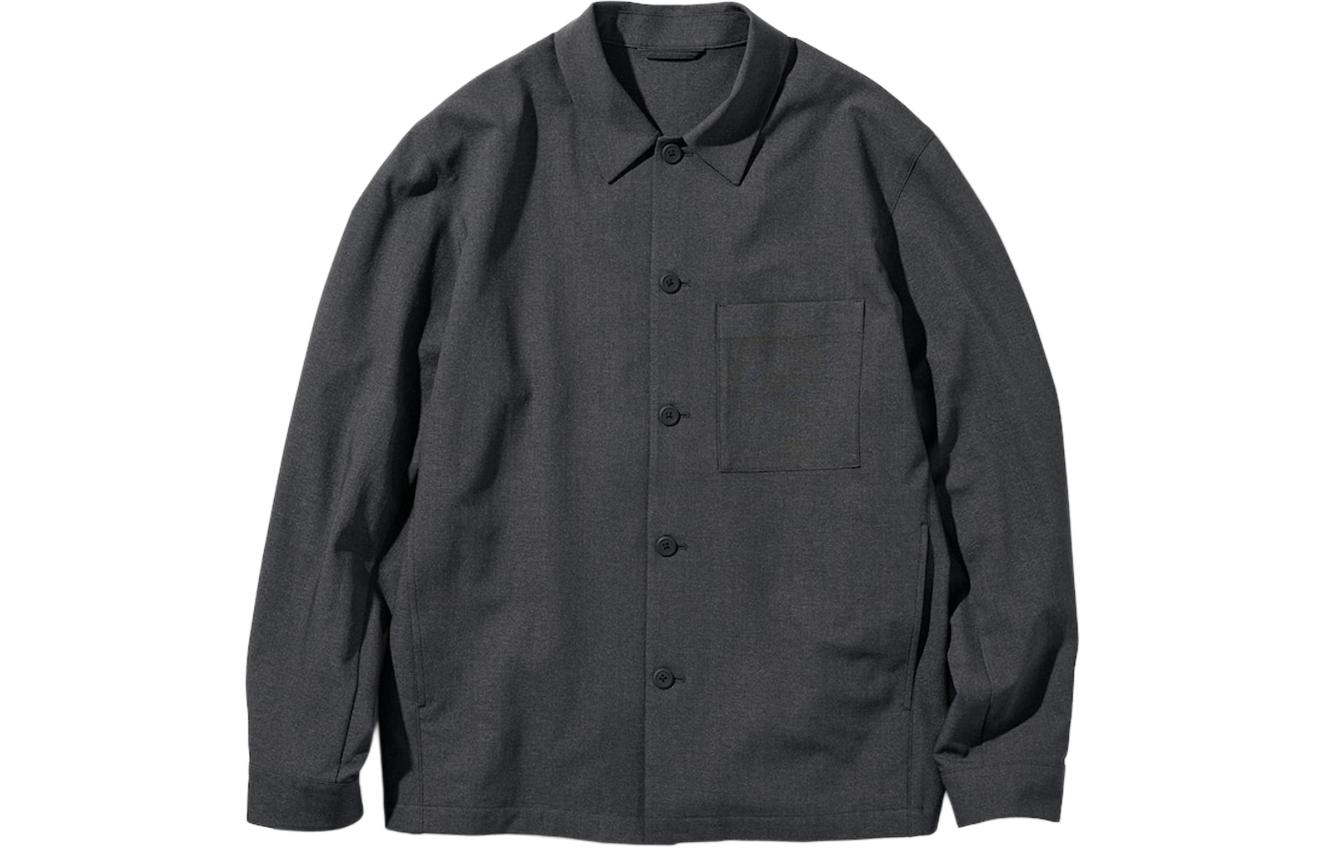 UNIQLO Solid Color Button-Up Casual Jacket Deep Gray 470993-08
