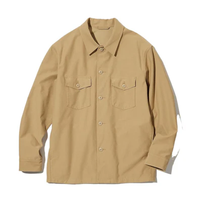 UNIQLO Solid Color Button-Up Pocket Shirt Jacket Unisex Camel 455093-34