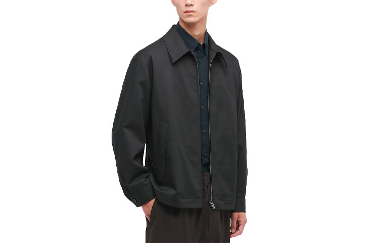 UNIQLO Solid Color Casual Zip-Up Jacket Unisex Black 442173-09