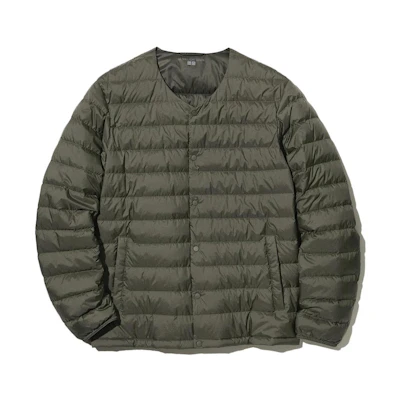 UNIQLO Solid Color Crew Neck Single-Breasted Jacket - Dark Olive 451705-57