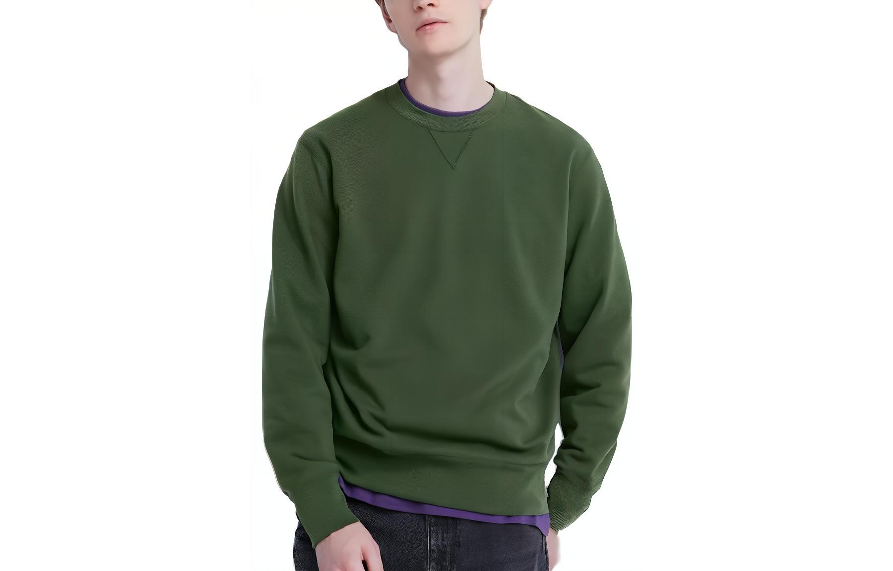 UNIQLO Solid Color Crewneck Pullover Sweatshirt Unisex Teal Green 460322-55