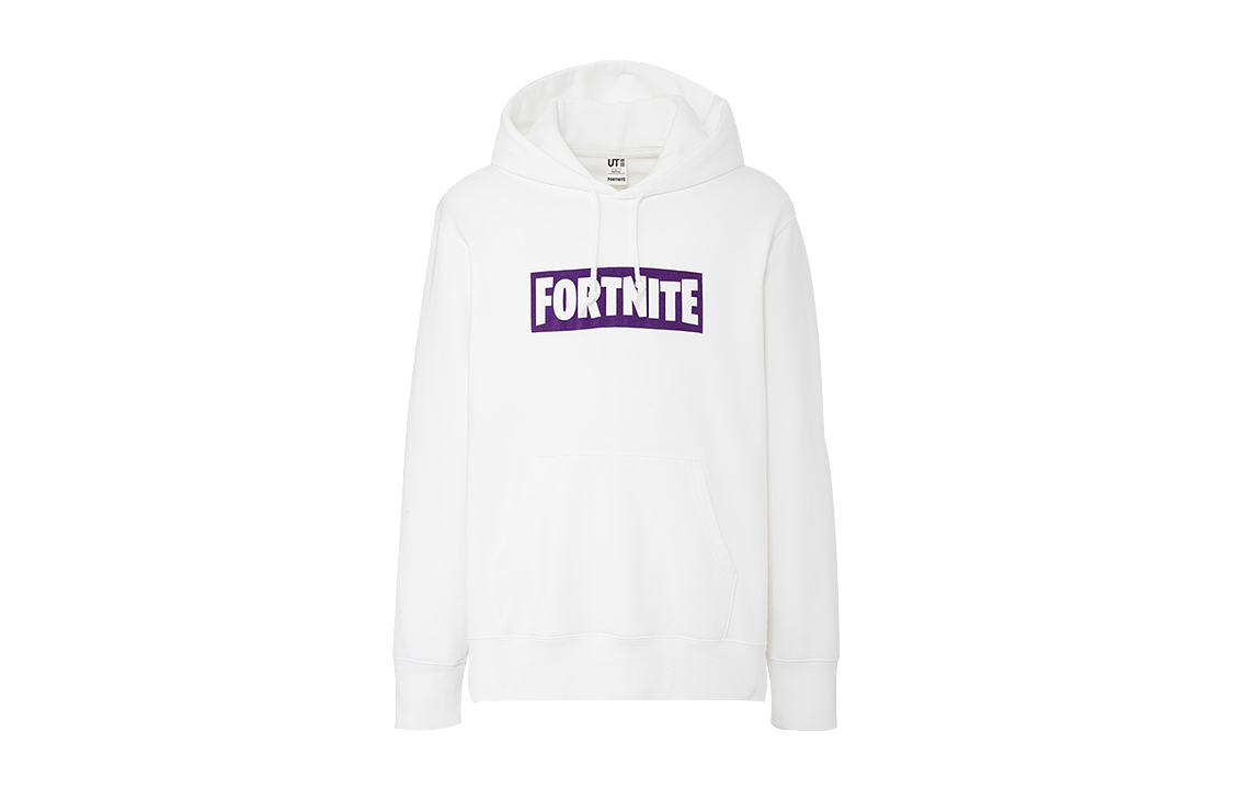 UNIQLO Solid Color Graphic Hoodie Pullover Long Sleeve Unisex White 426676-00