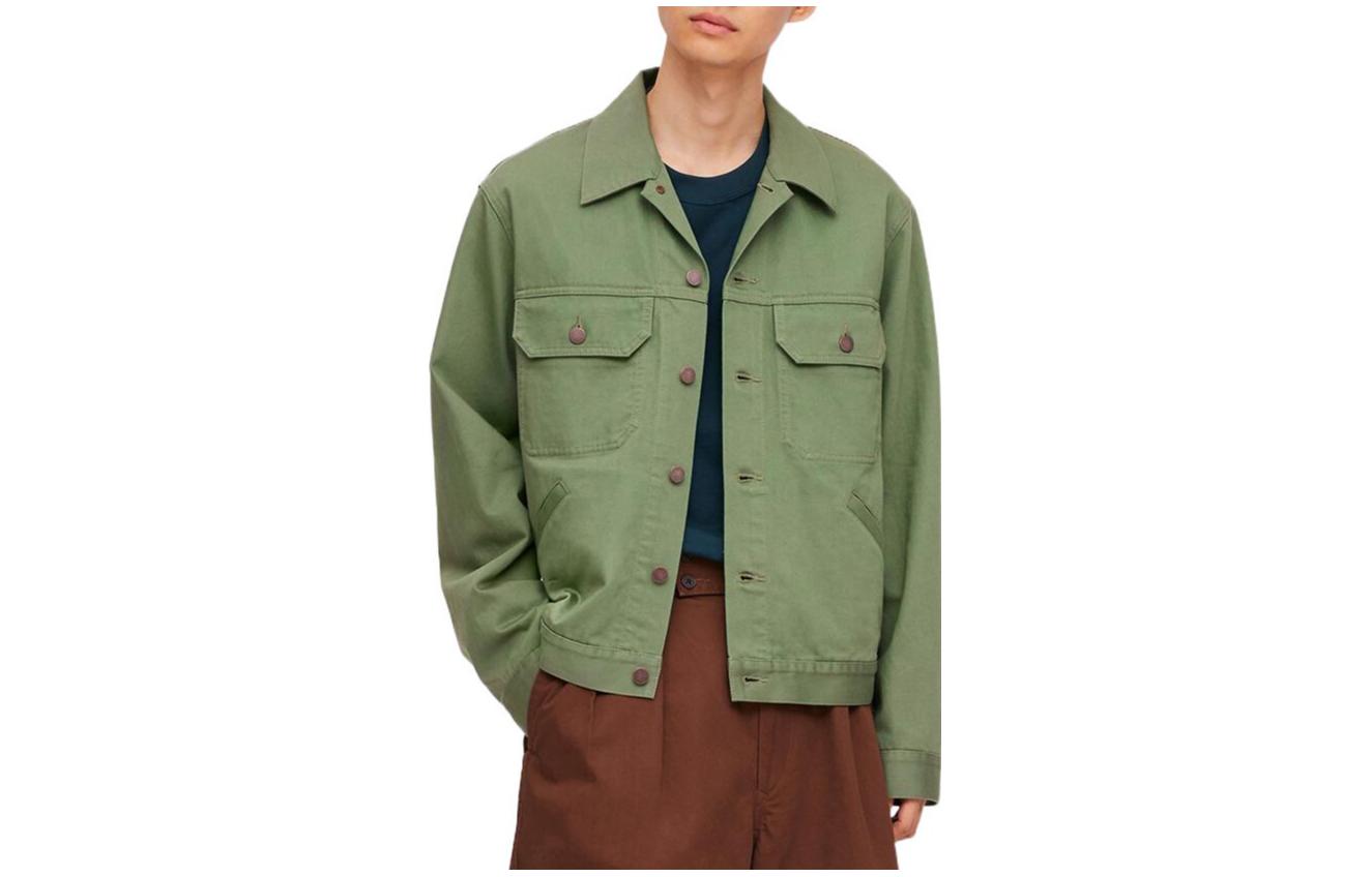 UNIQLO Solid Color Long Sleeve Jacket Coat - Grass Green 426037-53