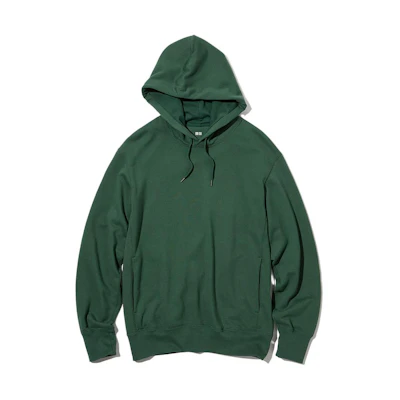 UNIQLO Solid Color Pullover Hoodie Long Sleeve Unisex - Dark Green 455395-58