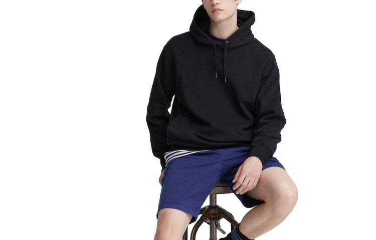 UNIQLO Solid Color Pullover Hoodie Unisex Black 460323-09
