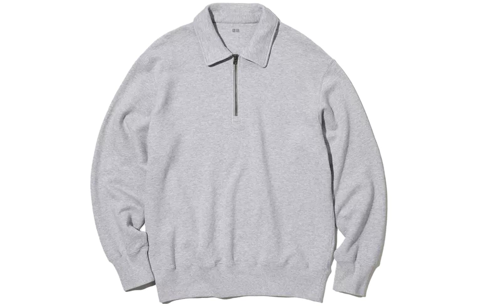 UNIQLO Solid Color Pullover Sweatshirt Gray Long Sleeve 456952-05