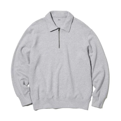 UNIQLO Solid Color Pullover Sweatshirt Gray Long Sleeve 456952-05