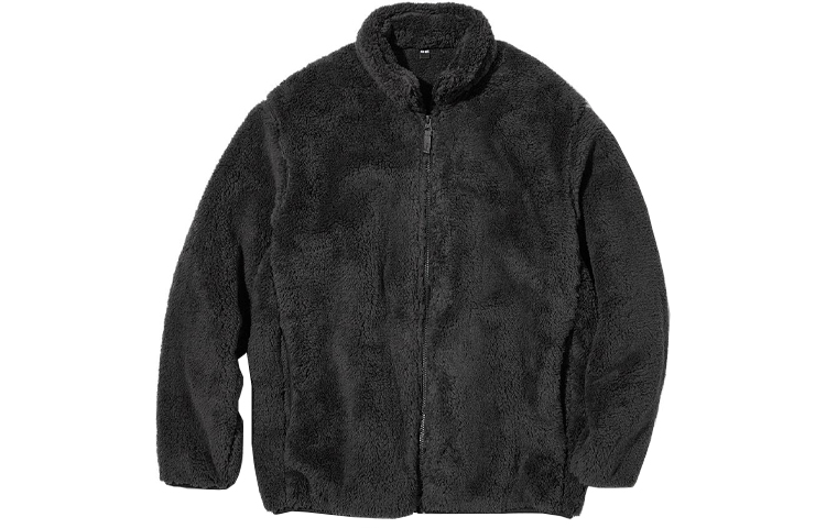 UNIQLO Solid Color Stand Collar Zip Jacket - Dark Gray 450198-08