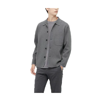 UNIQLO Solid Color Stretch Single-Breasted Jacket in Charcoal Gray 445584-06
